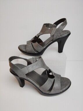 Spring Step Patrizia Rola Gray Black  Heeled Sandals ~ Size 5.5 - 6 (36)